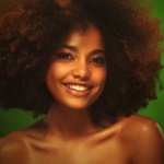 Beauty portrait of smiling african woman, her beautiful face with happy smile